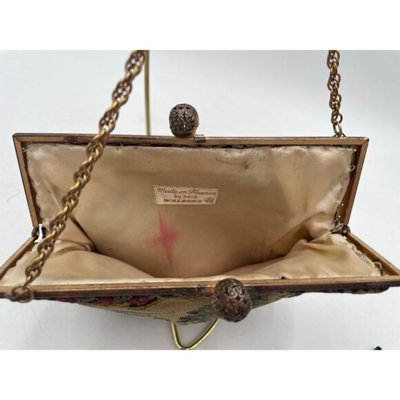 Vintage Walborg Made In France Handbag Tapestry Purse With Chain Strap & Scenic - Picture 8 of 13